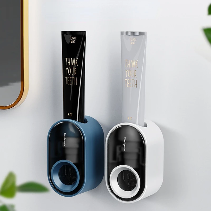 

Wall Mounted Automatic Toothpaste Dispenser Dust-proof Self-adhesive Bathroom Accessories Toothpaste Storage Organization Racks