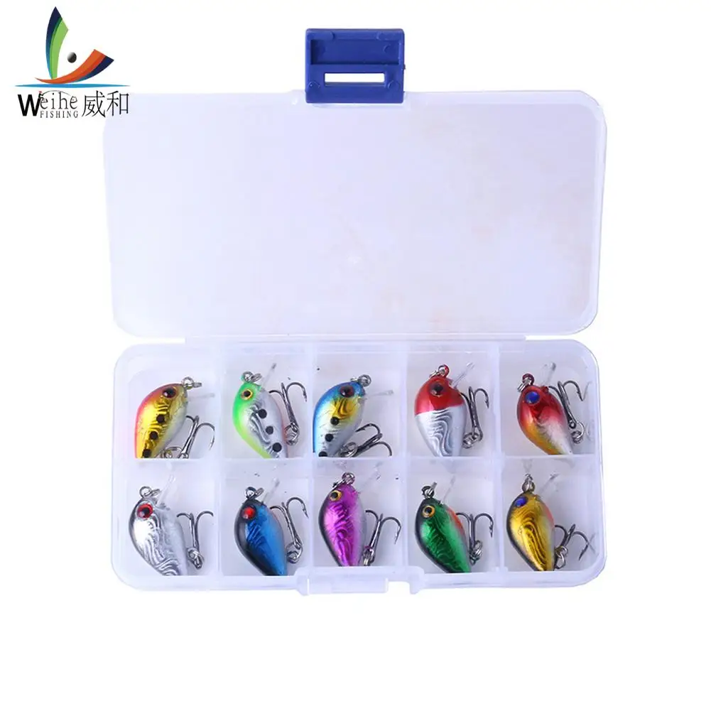 

10pcs Outdoor Fishing Lures 3cm 1.5g Lifelike Crankbait with Treble Jig Hooks Artificial Wobblers Fishing Tackle