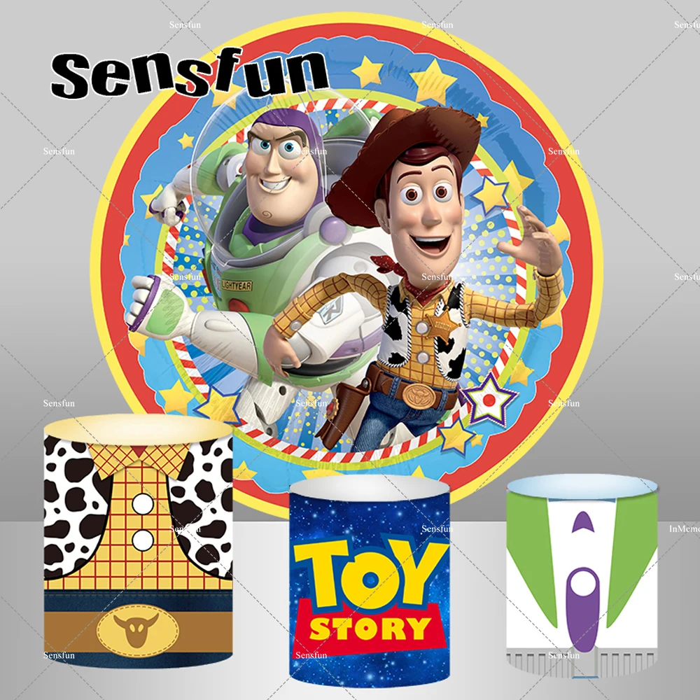 For Boys Birthday Party Decoration Woody Buzz Lightyear Cake Table Pedestal Covers