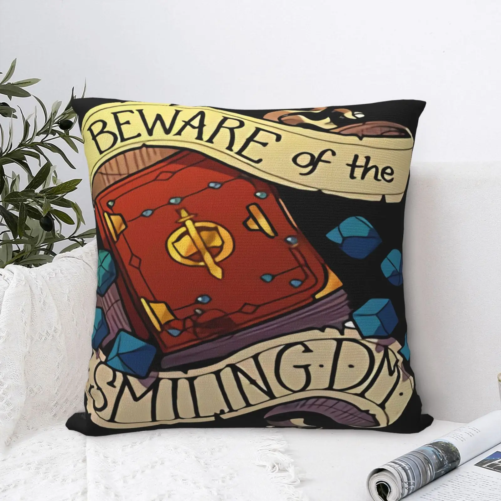 

Остерегайтесь подземелья, улыбка, подушка, чехол, черный цвет, мягкая декоративная подушка для дома, наволочки