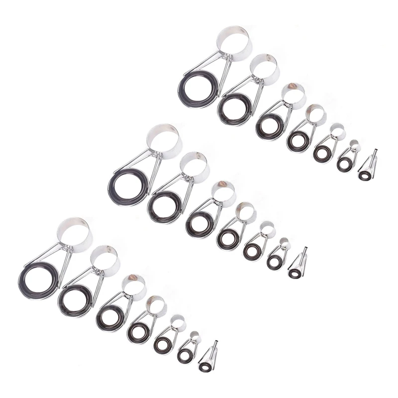 

21Pcs Fishing Rod Guides Tip 7 Sizes Telescopic Tip Repair Kit Line Rings Eyes Set