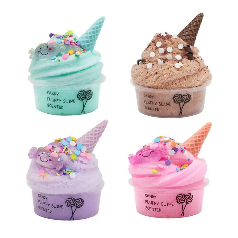 

4PCS DIY Ice Cream Mud Toy Stretchy Non-Sticky Sludge Toy Toys Anti-stress Toy High-quality Eco-friendly Plastic Clay