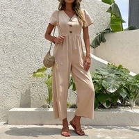 jumpsuit women 2022 summer new nine point pants solid color straight elegant party for overalls nocturnal beast