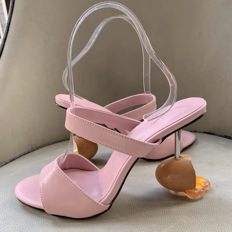 Broken Eggs Strange Style Women Slippers Summer Sandals Peep Toe Slip-On Ladies High Heels Dress Party Shoes Outside Shoes