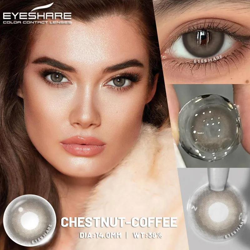 Фото EYESHARE 1 пара цветных контактных линз для глаз: натуральные черные, серые, синие. Косметические линзы для макияжа. №2