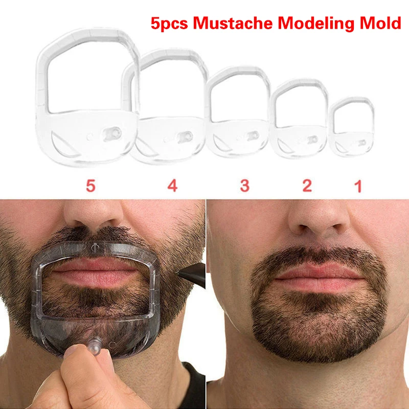

5pcs/set Mens Tool Template Guide Design Mustache Beard Goatee Shaving Shaper Style Shaving Brush Beard Shaving Shaper Kit Tools