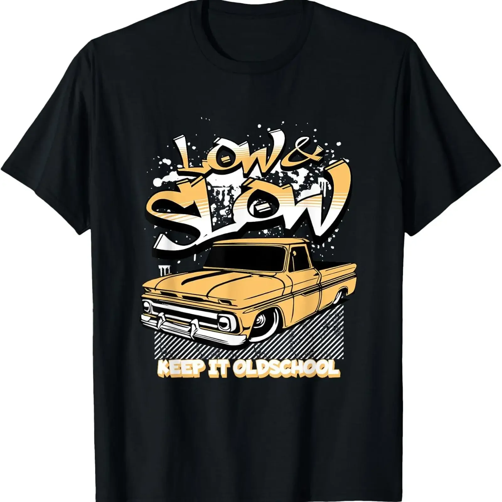 Фото Футболка Chicano Oldies Low and Slow Rider Lowrider Truck 2, винтажная, с эффектом потертости, модная уличная одежда, дизайнерская одежда, эластичная. №1