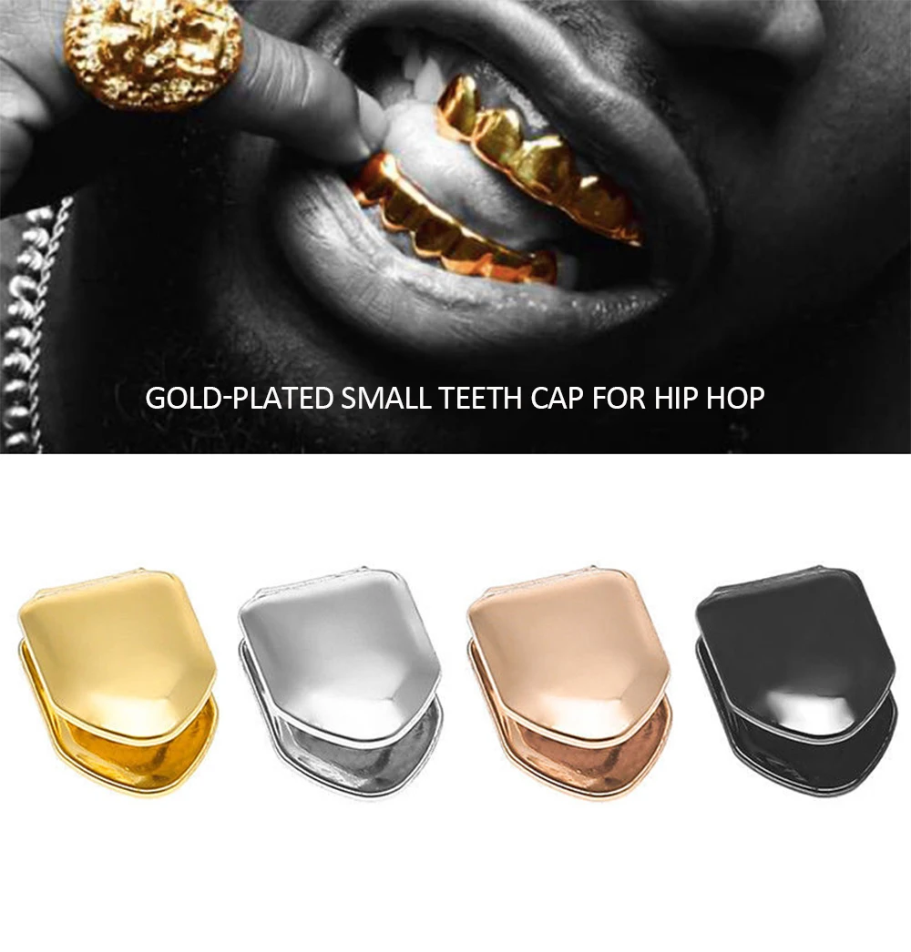 

Gold Plated Small Single Tooth Cap Gold Plated Hip Hop Teeth Grillz Caps Top Or Bottom Grill False Teeth Whitening Tooth Cap