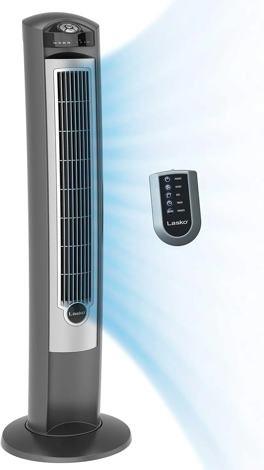 

Portable 42" Oscillating Fan with Fresh Air Ionizer, Timer and Remote Control for Indoor, Bedroom and Home Office Use, Sil