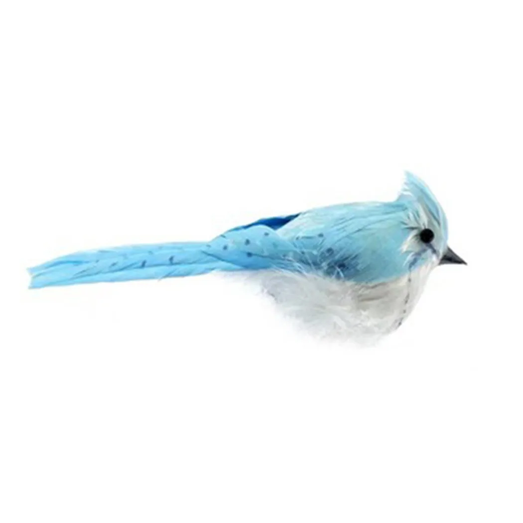 

Feathered Simulation Bird Gift Holiday Props Tree Artificial Birds Blue White Christmas Clip-on Decors Ornaments