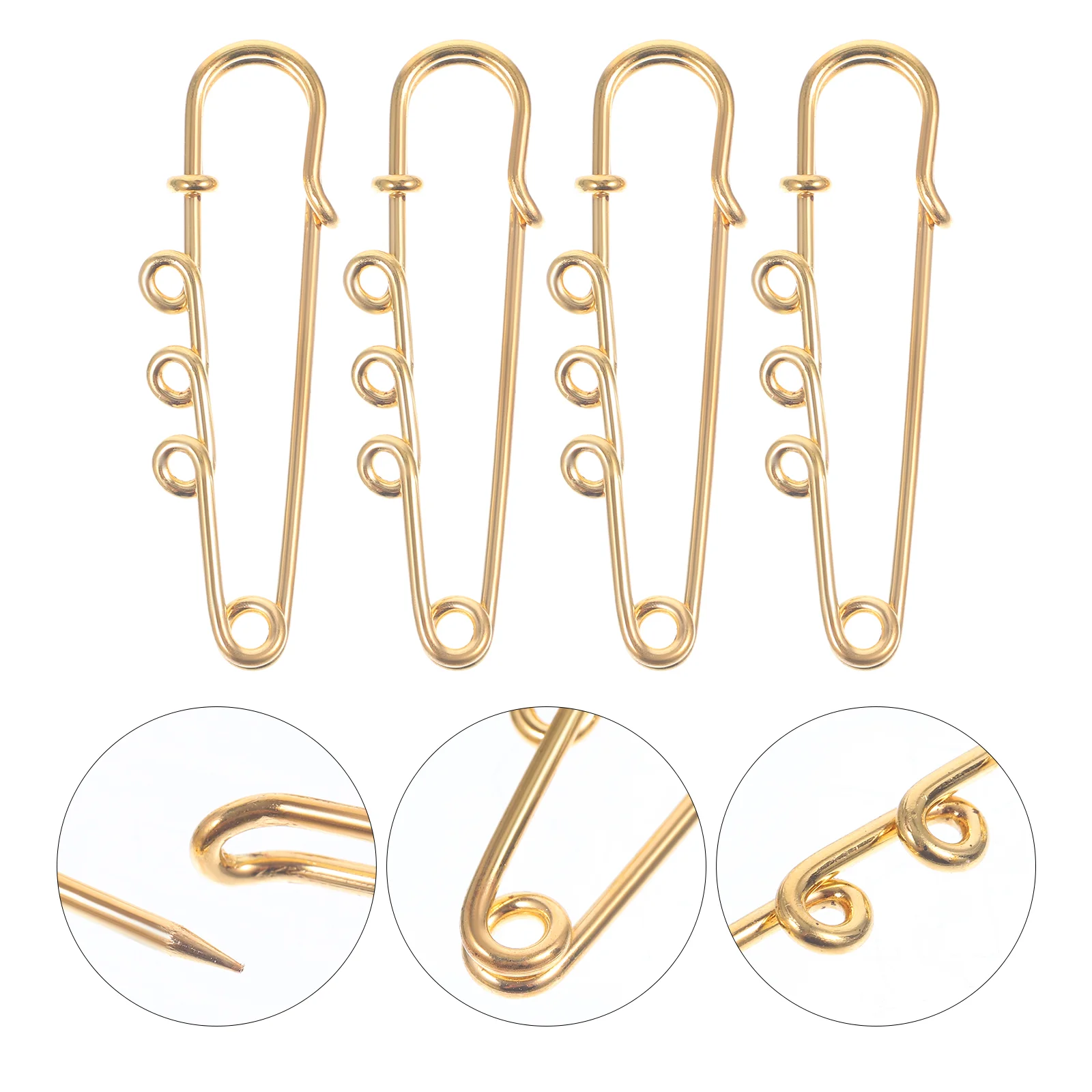 

50 Pcs 3-Hole Safety Pin Felting Pins Alloy DIY Brooch Metal Base Heavy Weighted Blanket Decorative Pants
