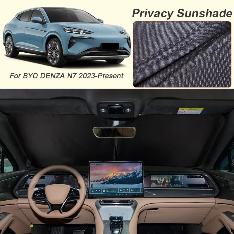 Фото Для BYD DENZA N7 2023-настоящее время автомобиля, черное окно, солнцезащитный козырек, автоматический анти-УФ-тепляционный защитный чехол, аксессуар для интерьера №2