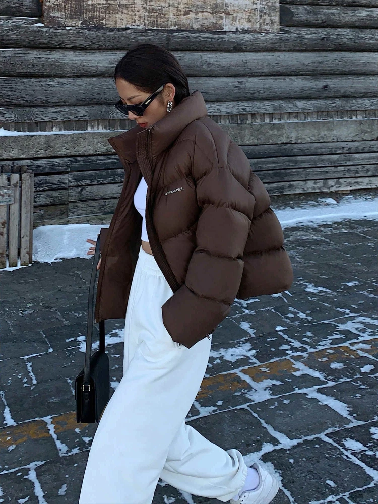 Autumn Winter Fashion Stand Collar Zipper Parka Short Coats Women 2022 Fashion Warm Cotton Warm Casual Outwear Streetwear