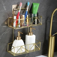 gold black bathroom shelf stainless steel adhesive shower shampoo soap bath rack storage holder organizer for kitchen bathroom