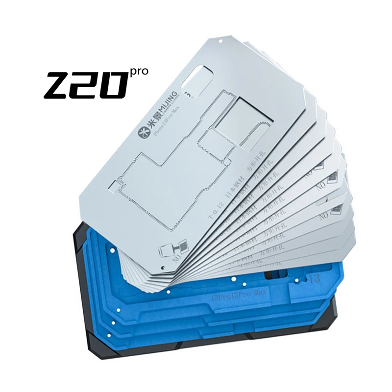 Mijing 18 In 1 Bga Reballing Stencil Per Iphone 14 13 12 11 Pro Max Xs X Scheda Madre Telaio Centrale Piantare Piattaforma Di Latta