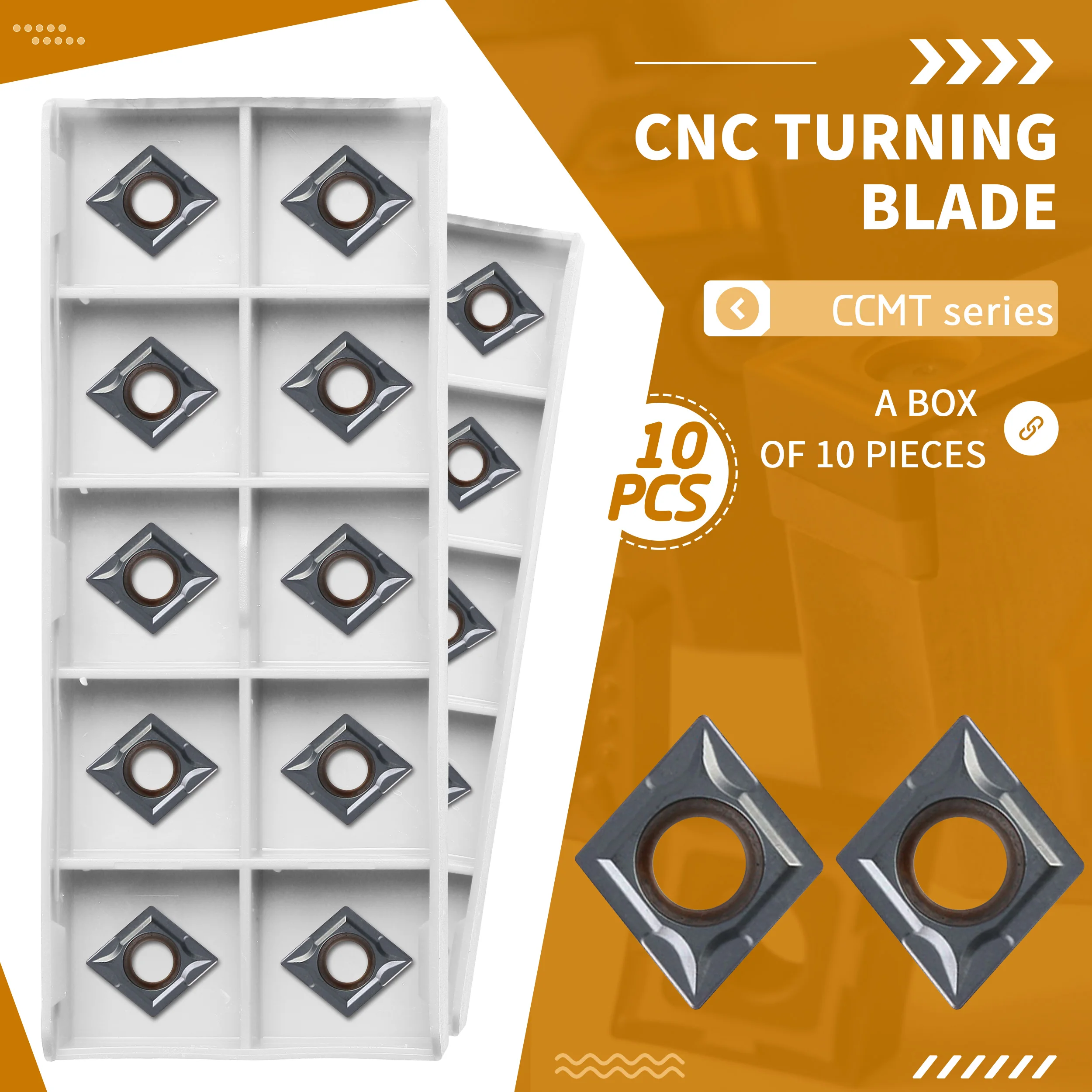 

CCMT120404 CCMT120408 NK9030 CNC Lathe Carbide Insert Turning Tool Machining Cutting Positive Rake Angle Rhombus Have Hole Blade
