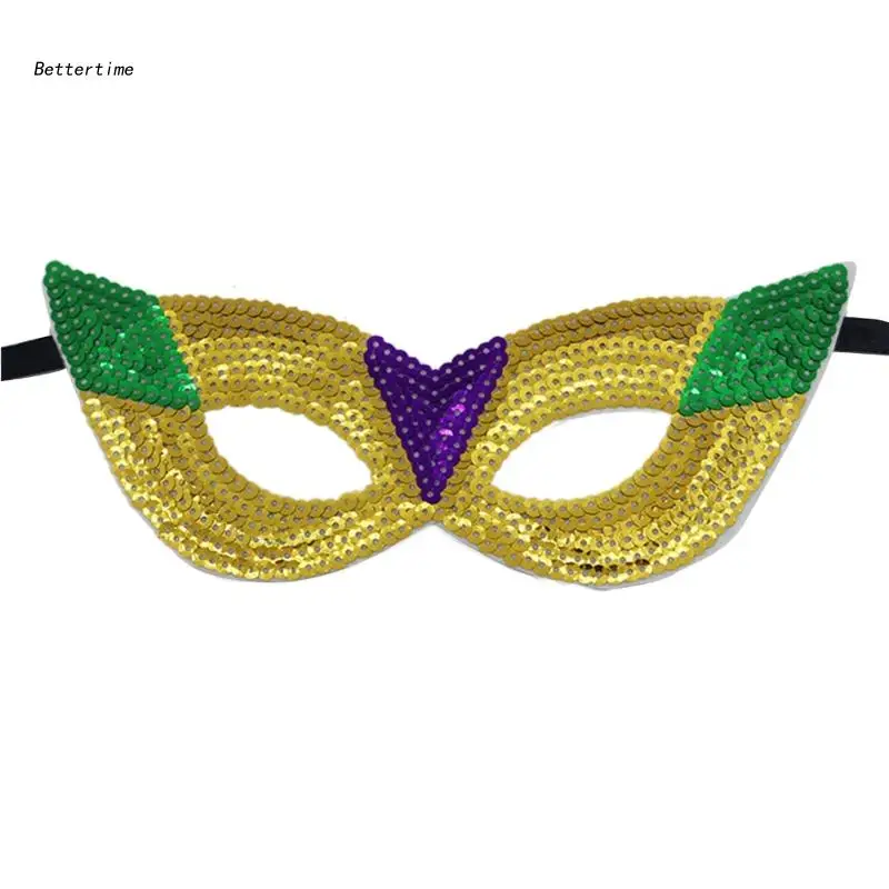 

B36D Mardi GrasHeadpiece маскарадская маска с пайетками EyeMask Mardi GrasEyeMask