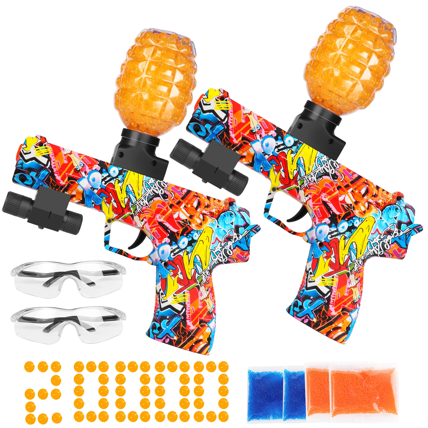 

2Pack Electric Gel Ball Blaster - ferventoys Splatter Ball Gun with 20000 Water Balls and Goggles Red