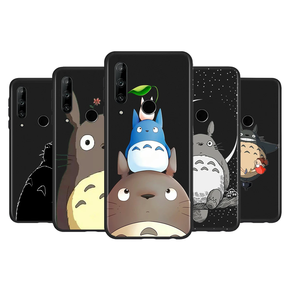 

Cute Totoro Ghibli Silicone Cover For Huawei P50 P40 P30 P20 Pro P10 P9 F8 Lite E Plus 2016 5G Black TPU Phone Case