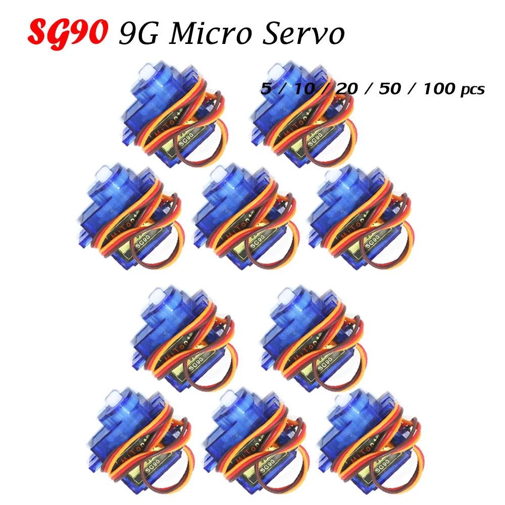 Сервопривод SG90 9G для мини-автомобилей/мини-кораблей/вертолетов и самолетов 5 / 10 / 20 / 50 / 100 шт.