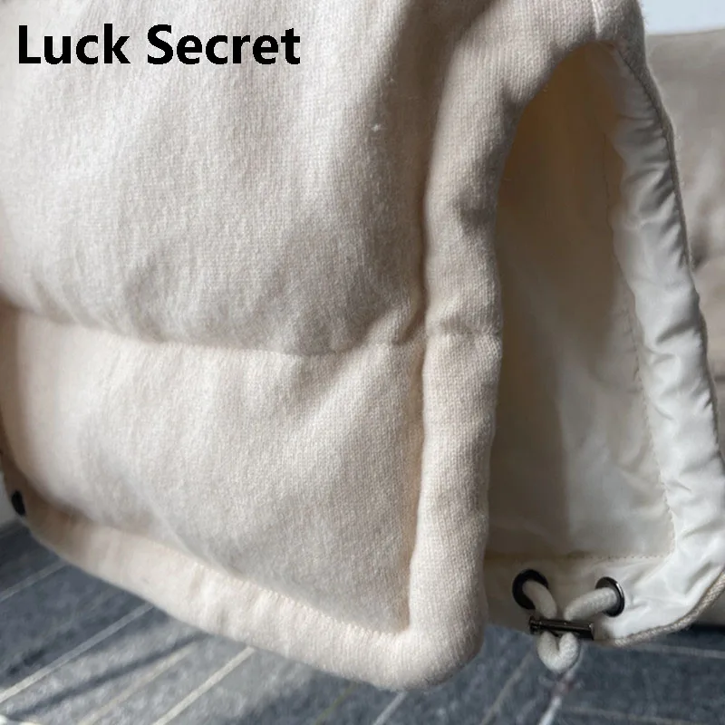 long down jacket for women Cashmere long cap thickens to keep warm White Velvet women's coats on offer with free shipping