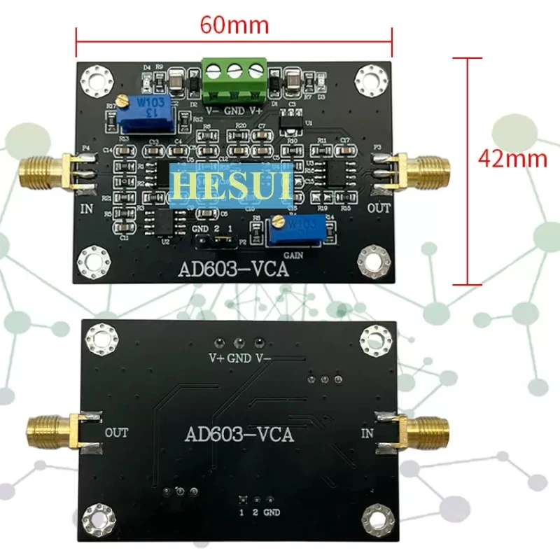 Модуль усилителя усиления контроля напряжения AD603 VCA высокая полоса пропускания