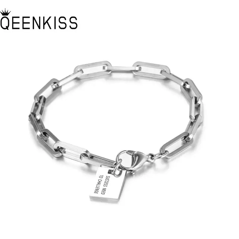 

QEENKISS BT845 Fine Jewelry Wholesale Fashion Birthday Wedding Gift Punk Hiphop Street Titanium Stainless Steel Chain Bracelet