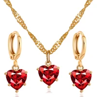 love necklace earring set heart shaped crystal zircon female jewelry temperament classic wedding party women earwear jewelry