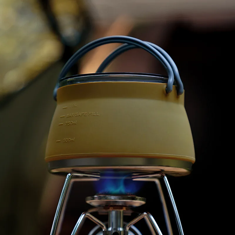 1L Folding Silicone Kettle Portable Outdoor High Temperature Eesistant Open Flame Cassette Stove Mixed Material Camping Cooker - купить по