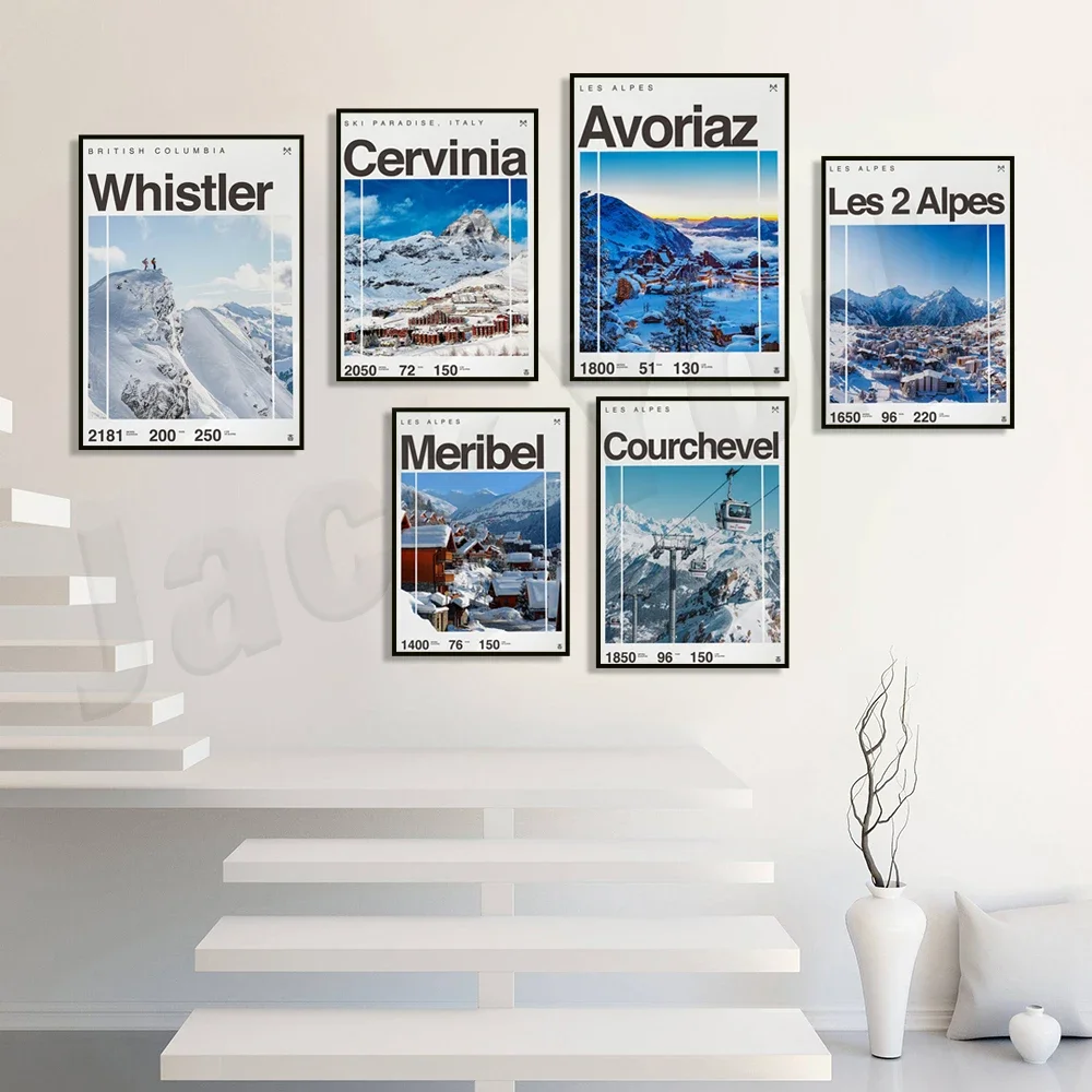 Фото Meribel лыжи, Avoriaz, Courchevel Франция лыжи, Cervinia Италия, Канада свистлер лыжный курорт рай плакат, Альпы, сноуборд №1