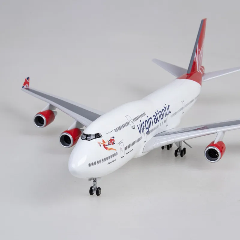 

47CM 1:150 Scale Diecast Model Virgin Atlantic Airlines Boeing B747 Resin Airplane With Light And Wheels Toy Collection Display