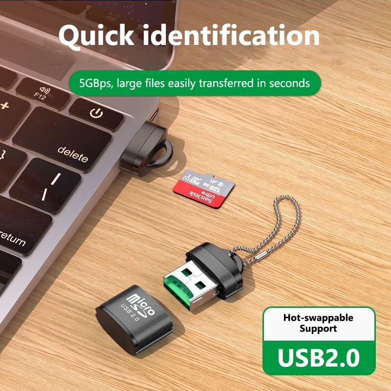 Mini Card Reader Micro SD with TF Memory Card Slot USB Flash Drive for Computer or Car USB Adapter Card Reader Micro Usb