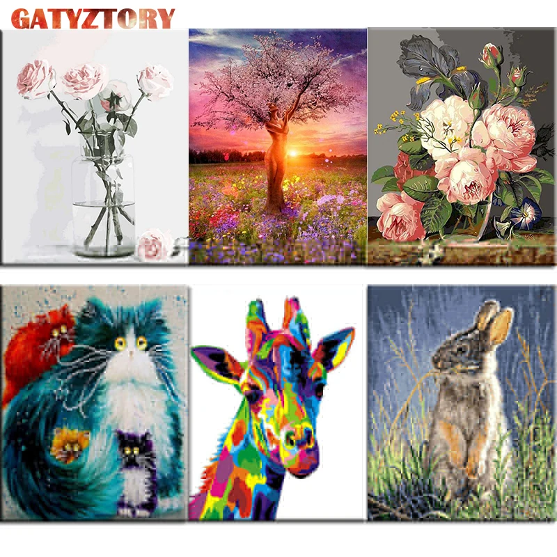 

DIY Painting By Numbers Acrylic Kit Animals Painting On Number Adults Frames For Pictures Home Decoration Children's Gift
