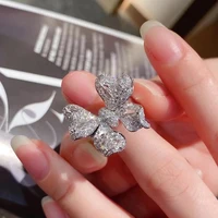 foydjew luxury sweet cute bowknot bow rings micro inlaid full diamond open adjustable ring for women fashion finger accessories
