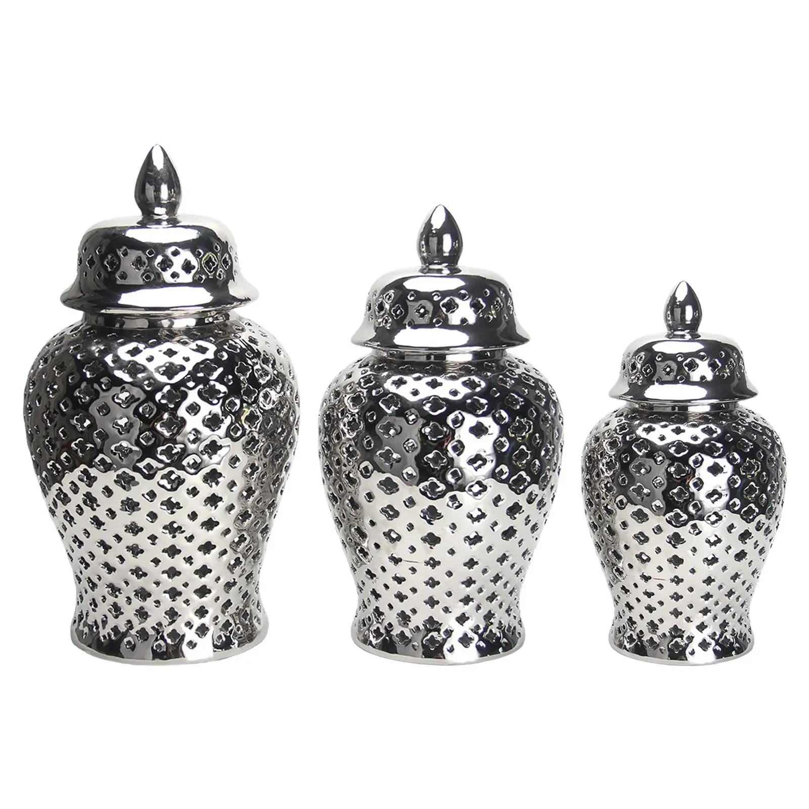 

Ceramic Ginger Jar Porcelain Temple Jar Floral Arrangement Organizer Ceramic Vase for Party Office Bedroom Table Decoration