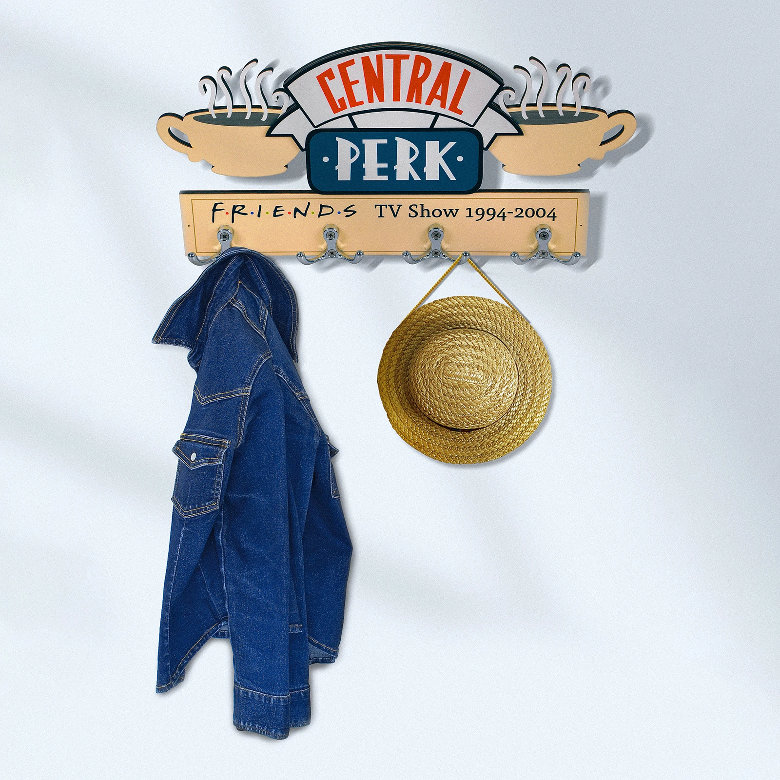 

Friends TV Show Merchandise Coat Hooks Friends Central Perk Coffee Sign-Decorative Coat Rack for Wall Mount.
