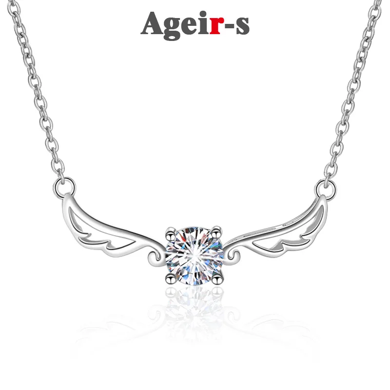 

AGEIR-S 100% Real Moissanite Necklace 50 Cent Pendant Necklaces For Women Men Gift Sterling Silver Wedding Jewelry Luxury Z089