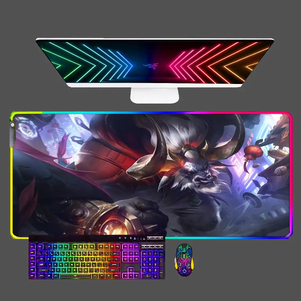 

Alistar League of Legends LED Backlit Mouse Pad Computer Laptop Anime Keyboard RGB Mousepad Keyboards Gamer Decoracion Table Mat