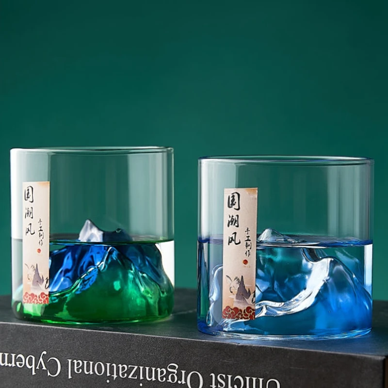 

Mountain Whiskey Glass Cup Novelty Fuji Mountain Inside Water Glass Mug Vodka Wine Cup Glass Glacier Artwork Gift Whiskey Bottle