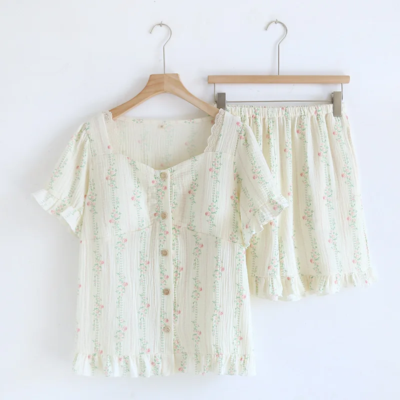 Вязаный комплект летние пижамы 2024 одежда для сна женская ночная рубашка новинка