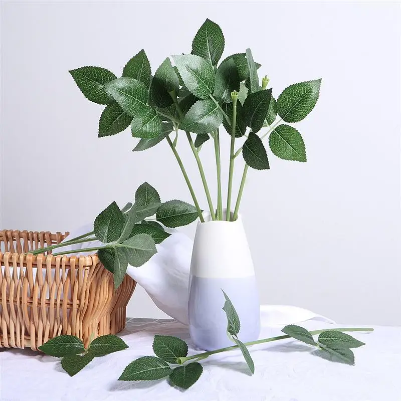 

OUNONA 10pcs Floral Stem Wire with Leaves Craft Flower Wire DIY Handmade Floral Arrangement Wire Artifical Rose Stems (Green)
