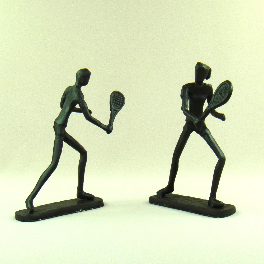 Abstrakcyjna figurka miłośników tenisa Ręcznie robiona odlewnica Żelazny gracz do badmintona Miniatury Ozdoba rzemieślnicza kolekcji