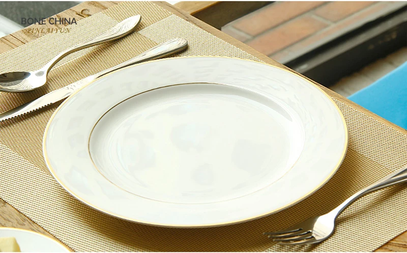 8 + 10 дюймов набор обеденных тарелок из настоящего костяного фарфора декоративные