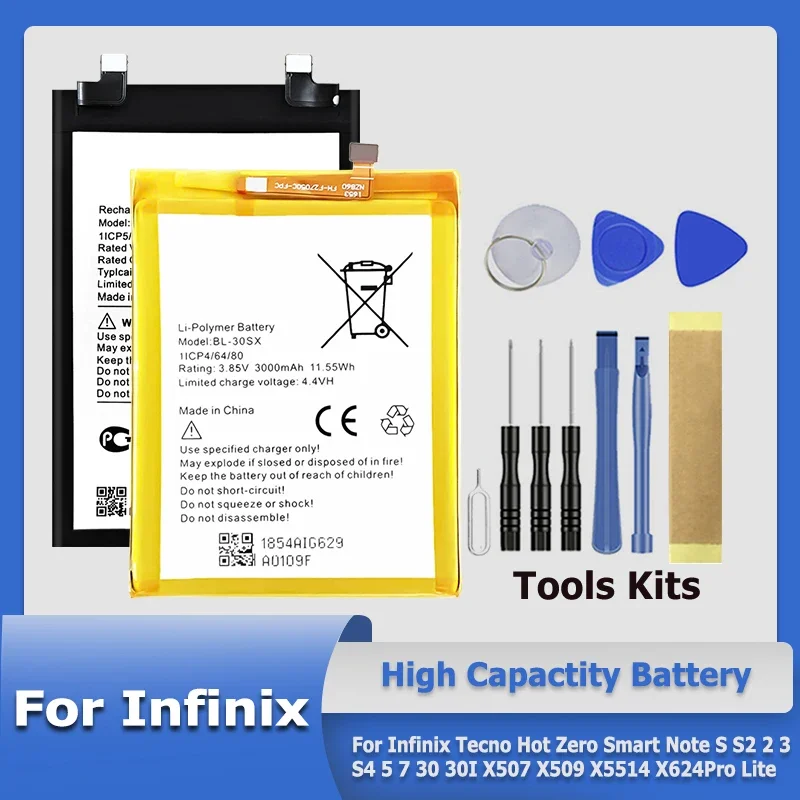 BL-30ix BL-39EX BL-49PX Новый аккумулятор для Infinix Tecno Hot Zero Smart Note S S2 2 3 X507 S4 5 7 30 30I X509 X5514 X624 Pro