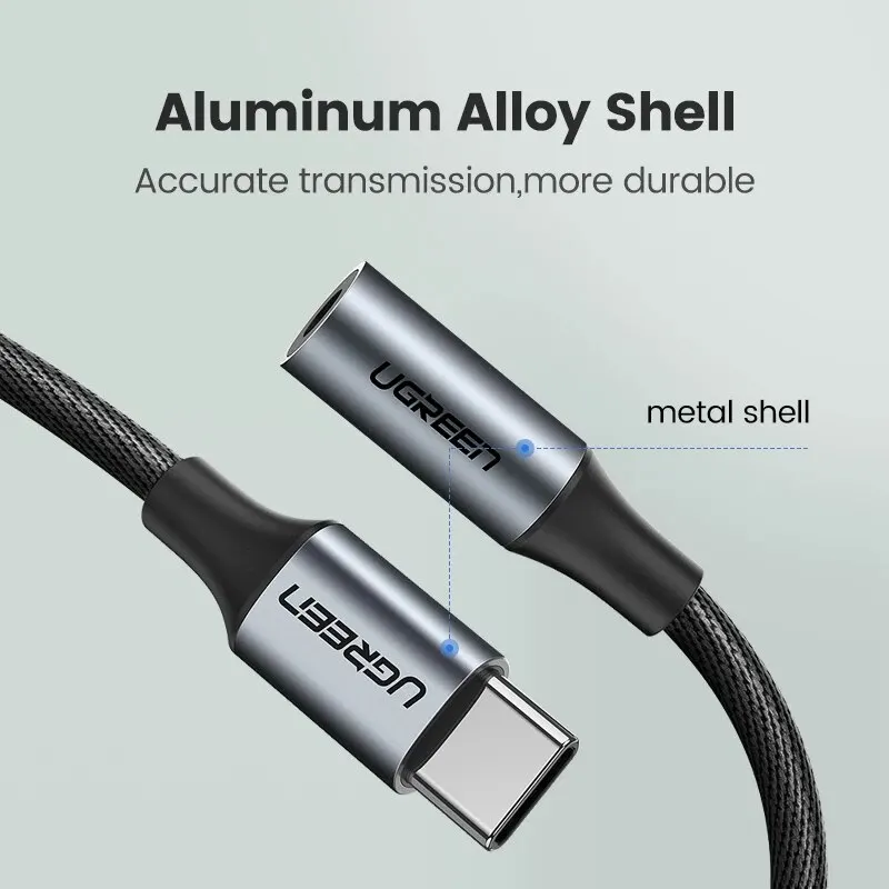 UGREEN USB Type C к 3 5 мм наушники кабель адаптер для наушников аудио Xiaomi Mi10 HUAWEI P30 Oneplus 9