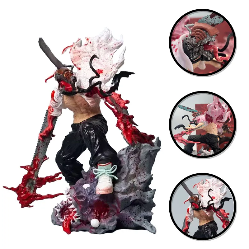 

Anime Figure Chainsaw Man Denji Pochita Makima Fury vs. Bat Monster Battle Scene Model PVC Desktop Decoration Gift Decoration