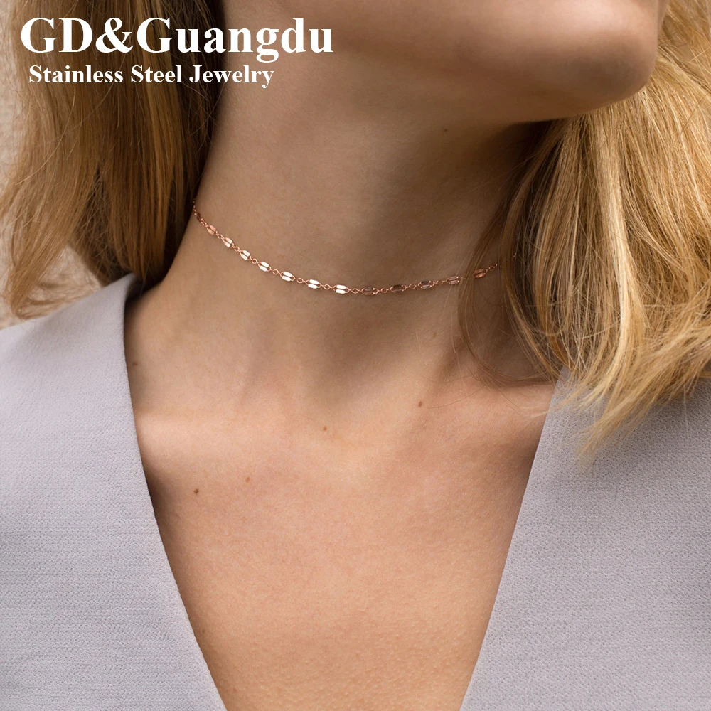 

2022 Trending Stainless Steel Gold PVD Plated Designs Dainty Jewelry Lip Chain Choker Necklace Women bulk