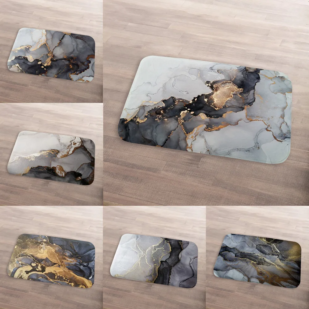 

Luxurious Abstraction Marble Rug Carpet Geometrical Fluid Art Painting Background Decorations Kitchen Floor Bathroom Mat