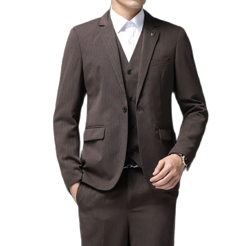 

2022 Boutique (suit + Vest + Trousers) Men's Fashion Business Professional Gentleman British Leisure Three-piece Wedding Dress
