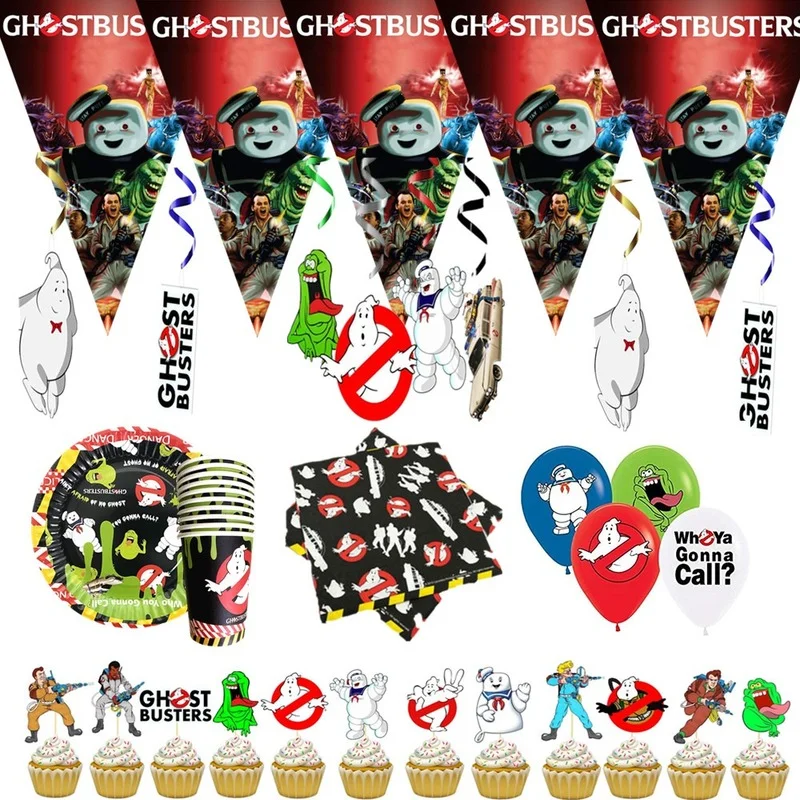Ghostbuster Balloon Cake Topper Decorazioni Per Feste Di Compleanno Stoviglie Usa E Getta Tazze Piatti Banner Baby Shower Forniture Giocattolo